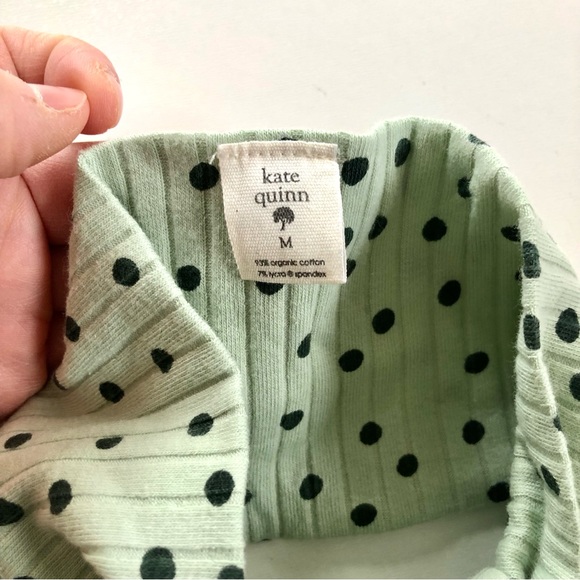 Kate Quinn Large Bow Elastic Headband Green polka dot Size Medium 6-12 Months - Picture 3 of 6